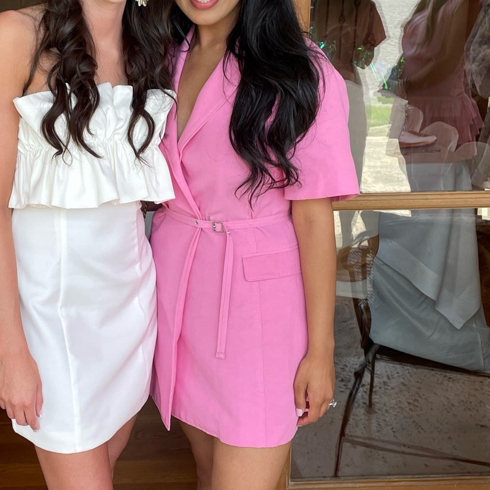 Zara Barbie pink blazer dress with belt